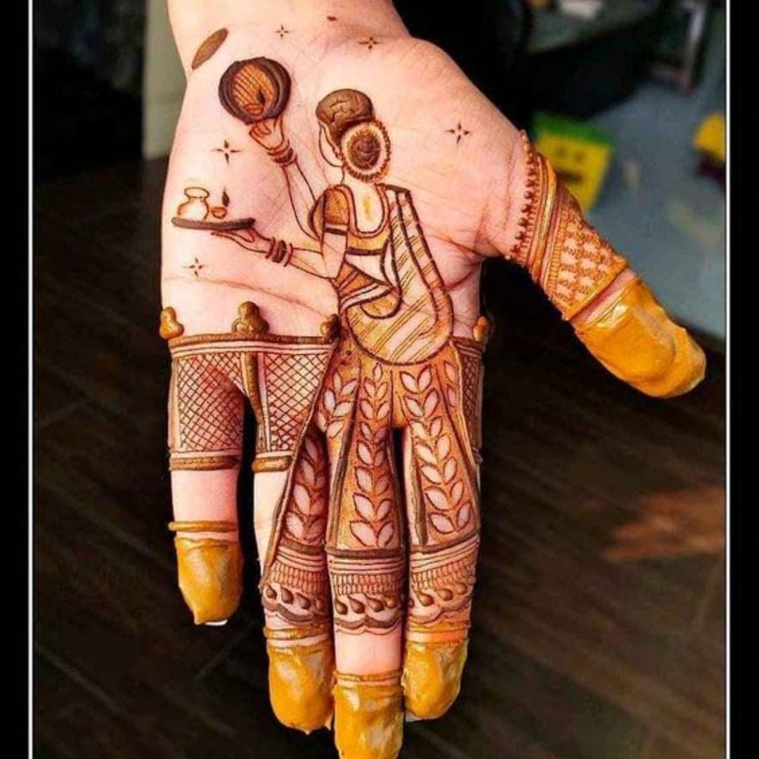 Latest Karwa chauth Mehndi Design |Theme Based Couple Mehndi Design - Karva  Chauth Mehndi design - YouTube